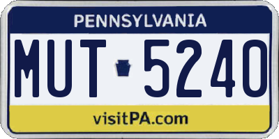 PA license plate MUT5240