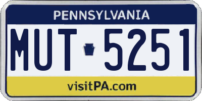 PA license plate MUT5251