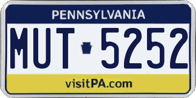 PA license plate MUT5252