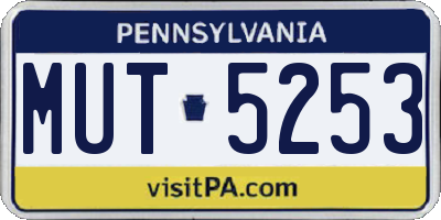 PA license plate MUT5253