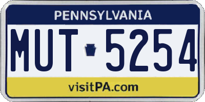 PA license plate MUT5254