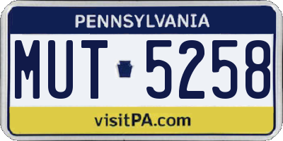 PA license plate MUT5258