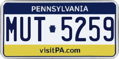 PA license plate MUT5259