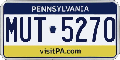 PA license plate MUT5270
