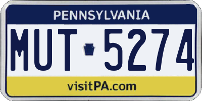 PA license plate MUT5274
