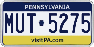PA license plate MUT5275