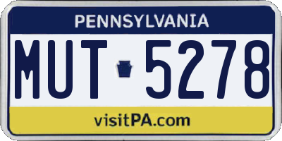 PA license plate MUT5278