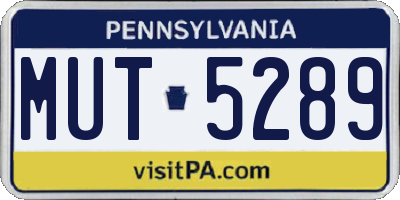 PA license plate MUT5289
