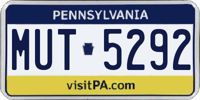 PA license plate MUT5292