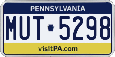 PA license plate MUT5298