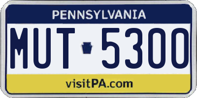 PA license plate MUT5300