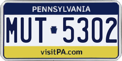 PA license plate MUT5302