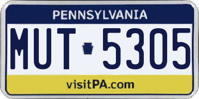 PA license plate MUT5305