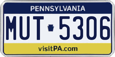 PA license plate MUT5306