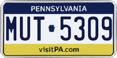 PA license plate MUT5309