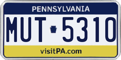 PA license plate MUT5310