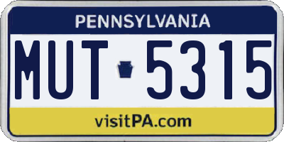 PA license plate MUT5315