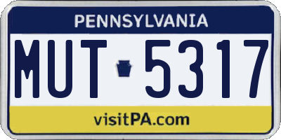 PA license plate MUT5317