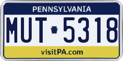 PA license plate MUT5318