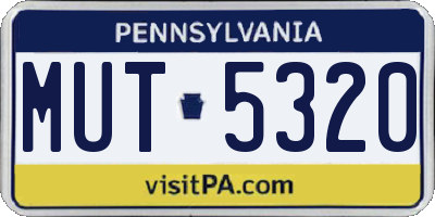 PA license plate MUT5320