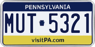 PA license plate MUT5321