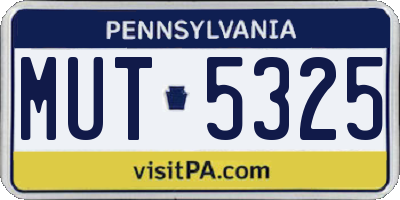 PA license plate MUT5325