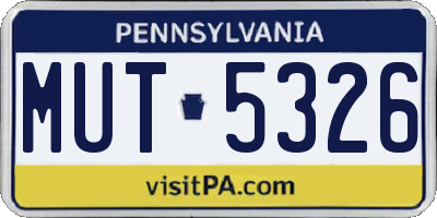 PA license plate MUT5326