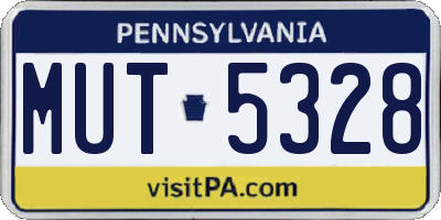 PA license plate MUT5328