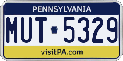 PA license plate MUT5329