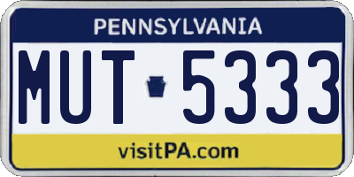 PA license plate MUT5333