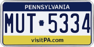 PA license plate MUT5334