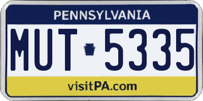 PA license plate MUT5335
