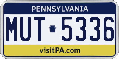 PA license plate MUT5336