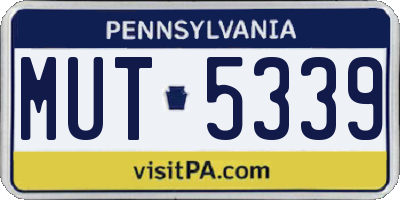 PA license plate MUT5339