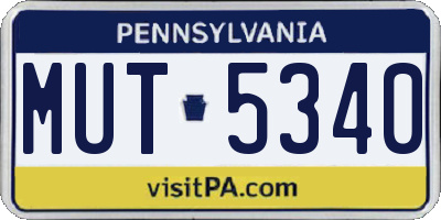 PA license plate MUT5340
