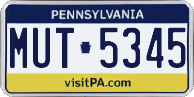 PA license plate MUT5345