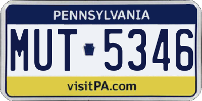 PA license plate MUT5346