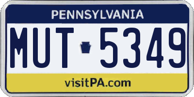 PA license plate MUT5349
