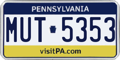 PA license plate MUT5353
