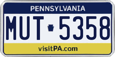 PA license plate MUT5358