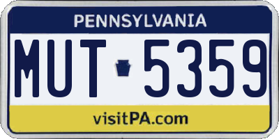 PA license plate MUT5359