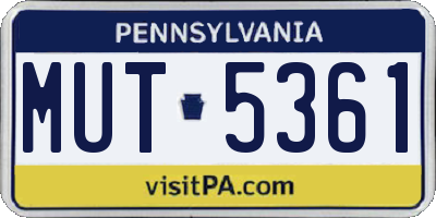 PA license plate MUT5361