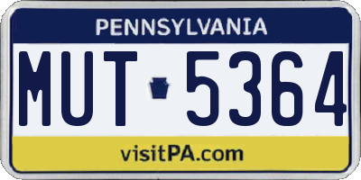 PA license plate MUT5364