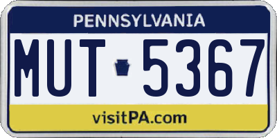 PA license plate MUT5367