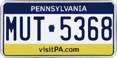 PA license plate MUT5368