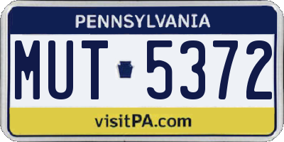 PA license plate MUT5372