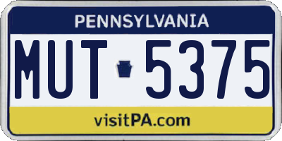 PA license plate MUT5375