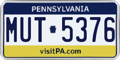 PA license plate MUT5376