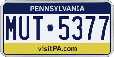 PA license plate MUT5377