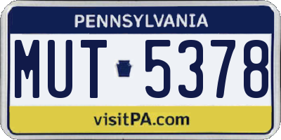 PA license plate MUT5378